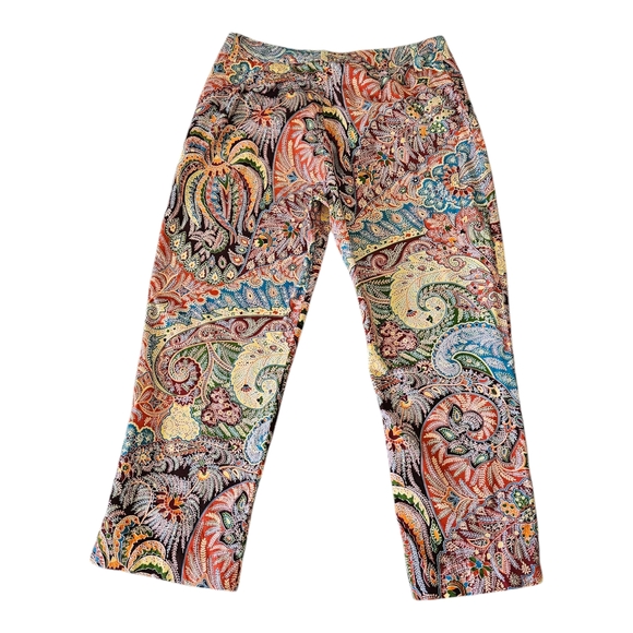 J. McLaughlin Women's Paisley Crop Pants Size 4 Cotto Spring Summer - Picture 2 of 15